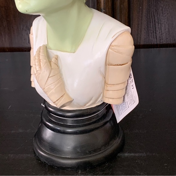 Bride of Frankenstein Bust Light Up Ceramic Halloween Decor Green Skin - Picture 7 of 15